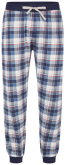 Heren pyjama set lang donkerblauw geruit Veelkleurig - XXL