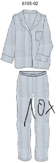 Heren pyjama set lang geweven gestreept Blauw - XL