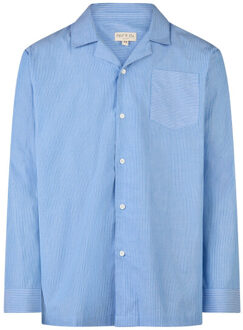 Heren pyjama set lang geweven katoen gestreept Lichtblauw - XXL