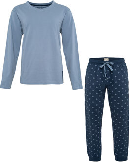 Heren pyjama set lang katoen blauw Print / Multi - XL
