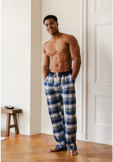 Heren pyjamabroek lang flanel geruit blauw Veelkleurig - M