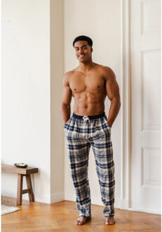 Heren pyjamabroek lang flanel geruit grijs Veelkleurig - XXL