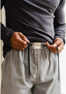 Heren pyjamabroek lang flanel gestreept grijs Veelkleurig - XL