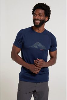 Heren Quest Bedrukte Merino Mix Thermo Top (Donkerblauw) - 2XS