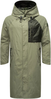 heren regenjas Zafaar met lange pasvorm en waterafstotend design Groen - XL