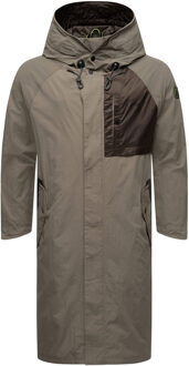 heren regenjas Zafaar met lange pasvorm en waterafstotend design - maat Bruin