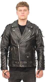 Heren reliëf Brando leren bikerjack-Chicago Zwart - 3XL