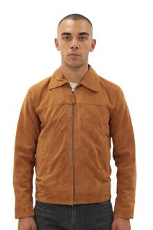 Heren retro geit suède Harington jas-Zürich Bruin - XS