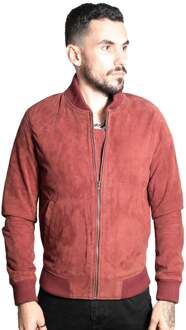 Heren retro geit suède varsity lederen bomberjack-Athene Bourgogne - XS