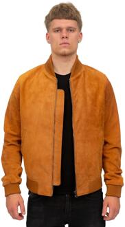 Heren retro geit suède varsity lederen bomberjack-Athene Bruin - 4XL