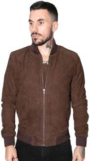 Heren retro geit suède varsity lederen bomberjack-Athene Bruin - 4XL