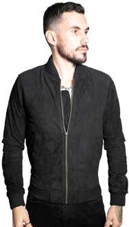 Heren retro geit suède varsity lederen bomberjack-Athene Zwart - 5XL