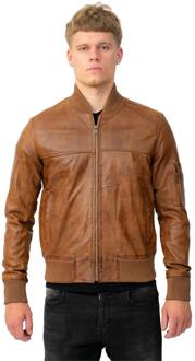 Heren retro MA-1 lederen bomberjack-Arlington Bruin - 4XL