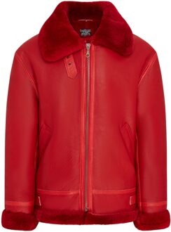Heren rode B3 Bomber RAF Aviator schapenvachtjas - Worcester Rood - 4XL