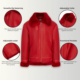 Heren rode B3 Bomber RAF Aviator schapenvachtjas - Wyndham Rood