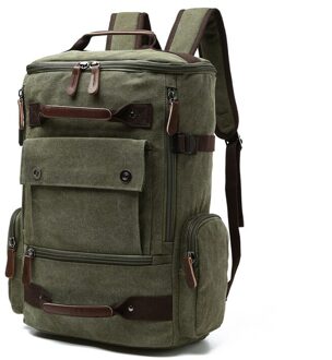 Heren Rugzak Vintage Canvas Rugzak Schooltas Mannen Reistassen Grote Capaciteit Rugzak Laptop Rugzak Tas Hoge Kwal groen