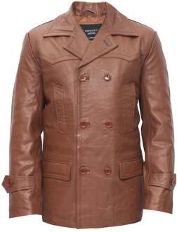 Heren rundleer Peacoat-Krakau Bruin - L