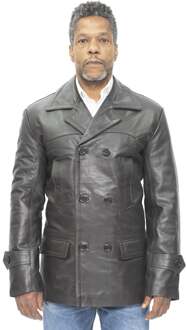Heren rundleer Peacoat-Krakau Bruin - L