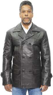 Heren rundleer Peacoat-Krakau Zwart - 4XL