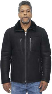 Heren schapenvacht biker bomberjack-Agboville - maat 2XL Zwart