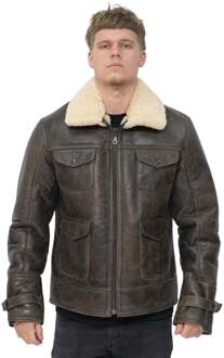 Heren schapenvacht klassiek safarijack-Arezzo Bruin