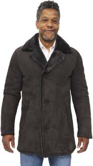 Heren schapenvacht klassieke autojas-Avondale Bruin