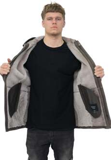 Heren schapenvacht parka jas met capuchon-Alafaya Bruin - L