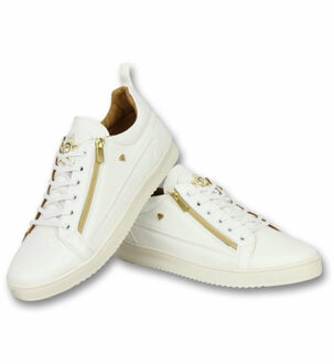 Heren Schoenen - Heren Sneaker Bee White Gold - CMS97 - Wit - Maten: 41
