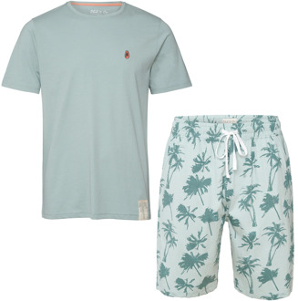 Heren shortama korte pyjama katoen Groen - M
