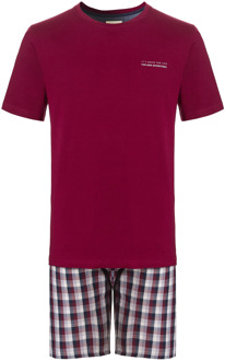 Heren shortama korte pyjama katoen rood Print / Multi - XL