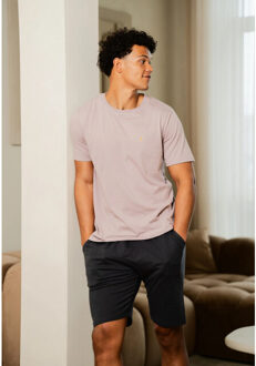 Heren shortama korte pyjama set lila twister - maat XL Veelkleurig