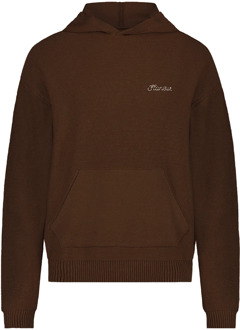 Heren signature knit hoodie Bruin - L
