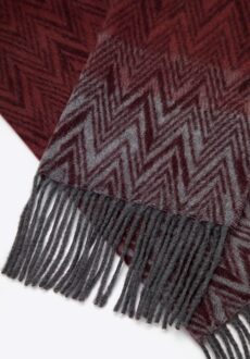 Heren Sjaal met Visgraatmotief, Bordeaux en Grijs