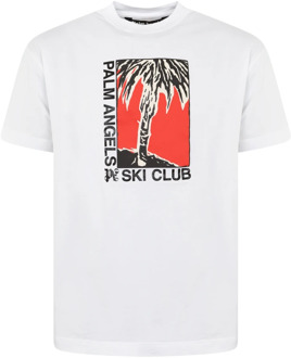 Heren Ski Club T-Shirt Wit Palm Angels , White , Heren - 2Xl,Xl,L,M,S