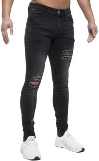 heren skinny gescheurde jeans Zwart - 30W/32L