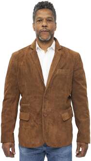 Heren slanke geit suède Italiaanse blazer jas-Alexandria Bruin - XS