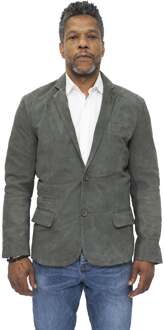 Heren slanke geit suède Italiaanse blazer jas-Alexandria Grijs - 3XL