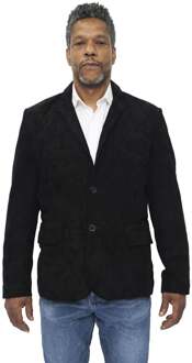 Heren slanke geit suède Italiaanse blazer jas-Alexandria Zwart - XL