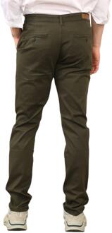 Heren Slim Fit Chino in Olijf - 30W/32L