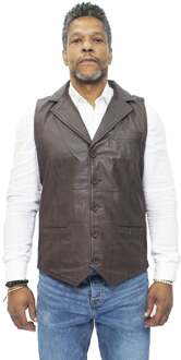 Heren slim klassiek lederen vest-Bristol - maat XS Bruin