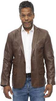 Heren slim leren blazerjack met 2 knopen-Londen - maat 3XL Bruin