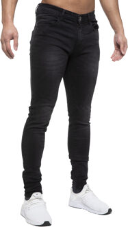 Heren Slim Skinny Fit Stretch Jeans Zwart