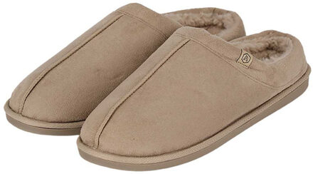 heren sloffen - zand - suede - met wol - instap - pantoffels 45-46