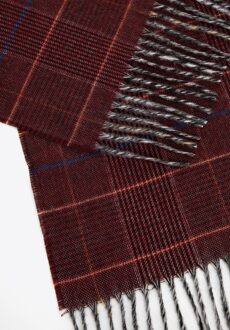 Heren Smalle Sjaal met Franjes Bordeaux Acryl - maat