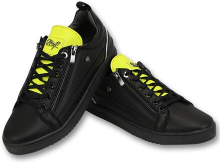 Heren Sneakers - Maximus Black Yellow - CMS97 - Zwart - Maten: 41