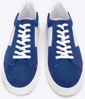 Heren sneakers met contrasterende zool, marineblauw, eco-leer - maat EU 43 Donkerblauw