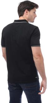 Heren Spello poloshirt met bies (Zwart)