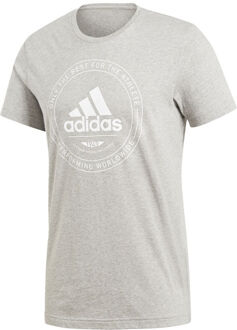 Heren Sportshirts Adi Emblem Tee Grey - Grijs - Maat XXL