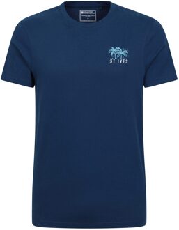 Heren St Ives bedrukt biologisch T-shirt (Marine) - maat S Navy