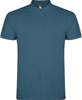 Heren ster poloshirt met korte mouwen Blauw - XXXL